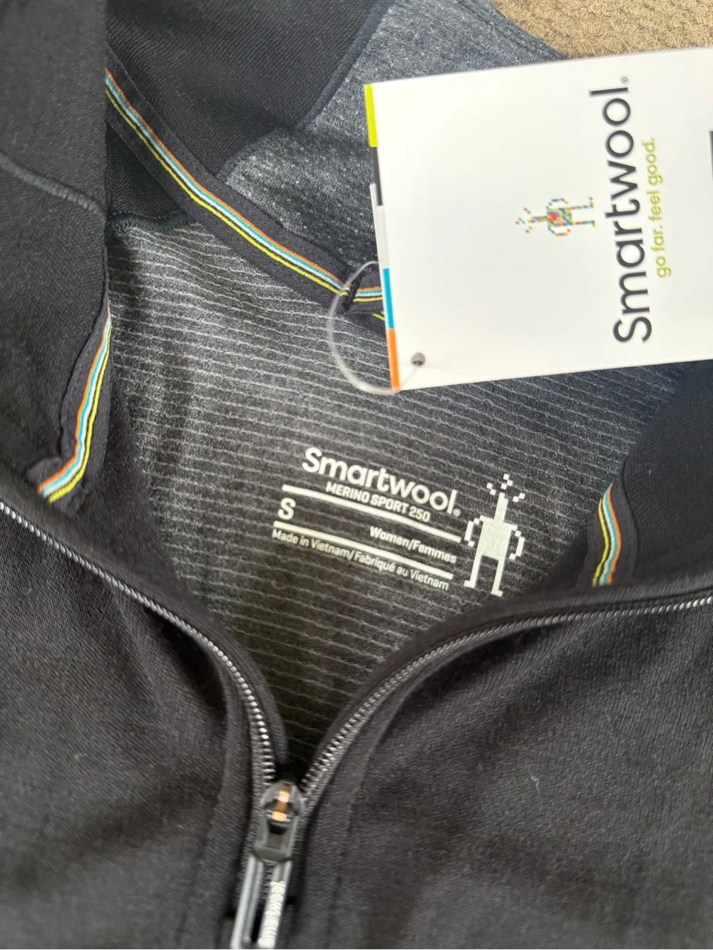 Smartwool Merino Sport 250 Black Long Sleeve 1/4 Zip Jacket Women’s Size S NWT